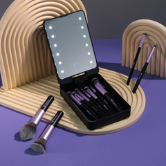 Beautimax Black Makeup Brush Set with Mirror Case 14PCS with Mirror