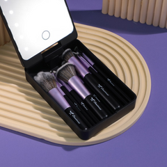 Beautimax Black Makeup Brush Set with Mirror Case 14PCS with Mirror
