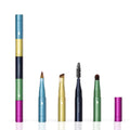 4-in-1 Retractable Travel Makeup Brush Pen Multi-Head Eye & Brow Brush Kit with Compact Case