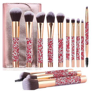 Diamond Soft Makeup Brush Set (10 PCS) – Ultra-Soft Synthetic Bristles, Luxury Crystal Handle, Professional Blending Brushes for Face, Eyes & Foundation