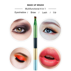 4-in-1 Retractable Travel Makeup Brush Pen Multi-Head Eye & Brow Brush Kit with Compact Case
