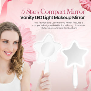 Women Gift – 5 Stars Custom Portable LED Light Makeup Mirror | Fashionable Compact Vanity Mirror