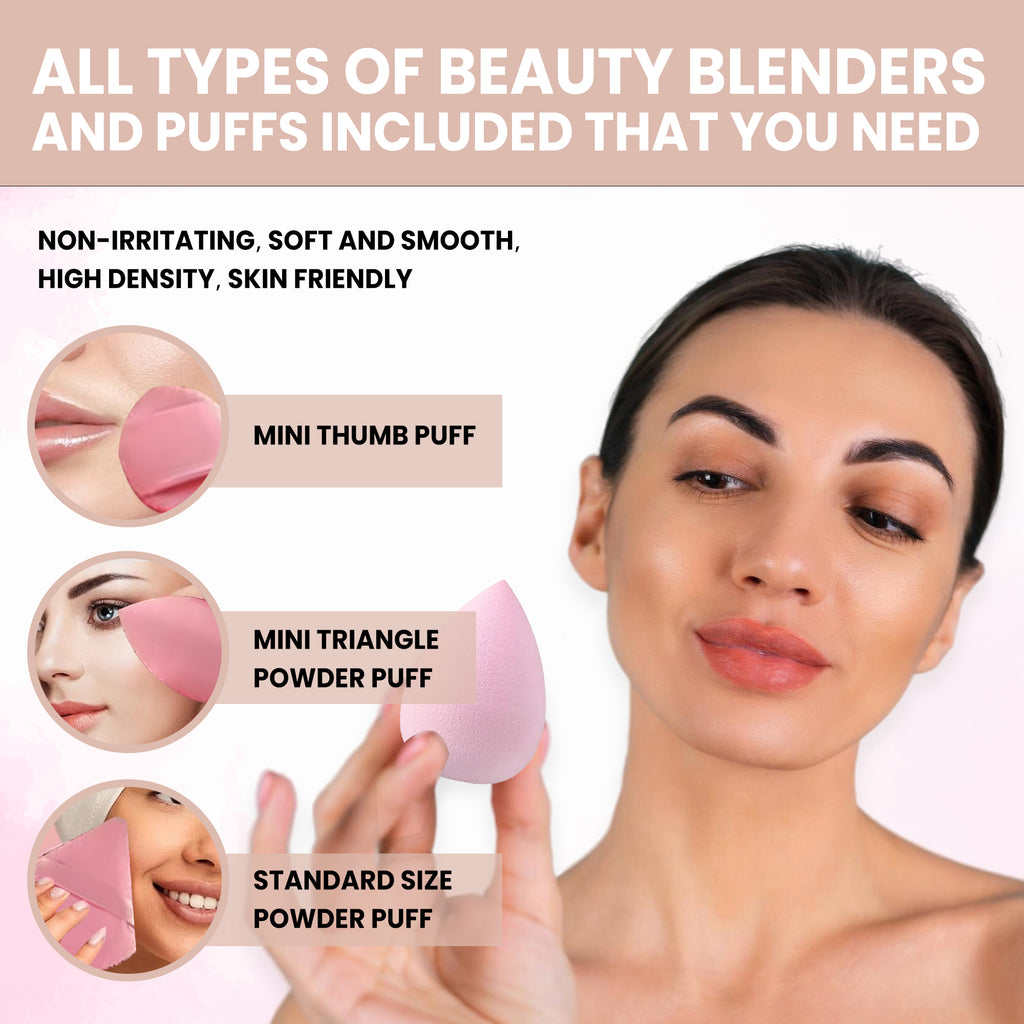 32-Piece Pink Makeup Brush & Sponge Set