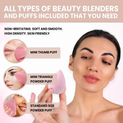 32-Piece Pink Makeup Brush & Sponge Set