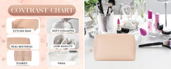 Minimalist Nude Makeup Bag – Soft PU Leather Cosmetic Pouch with Gold Zipper for Travel & Daily Use