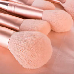 Beautimax Luxury 15-Piece Rose Gold Makeup Brush Set with Travel Pouch