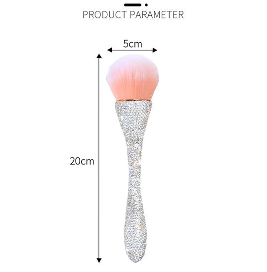 3-Piece Glitter Handle Makeup Brush Set – Luxury Blush & Powder Brushes with Rhinestone Design