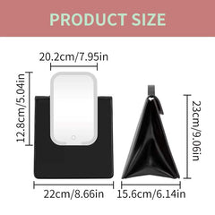Portable Makeup Case with LED Mirror Travel Cosmetic Bag with Handle & Touch Light Vanity Mirror