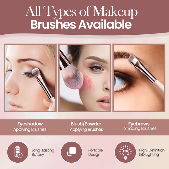 Beautimax Makeup Brush Set with Mirror Case 14PCS Travel LED Mirror Makeup Brush Set (Gold)