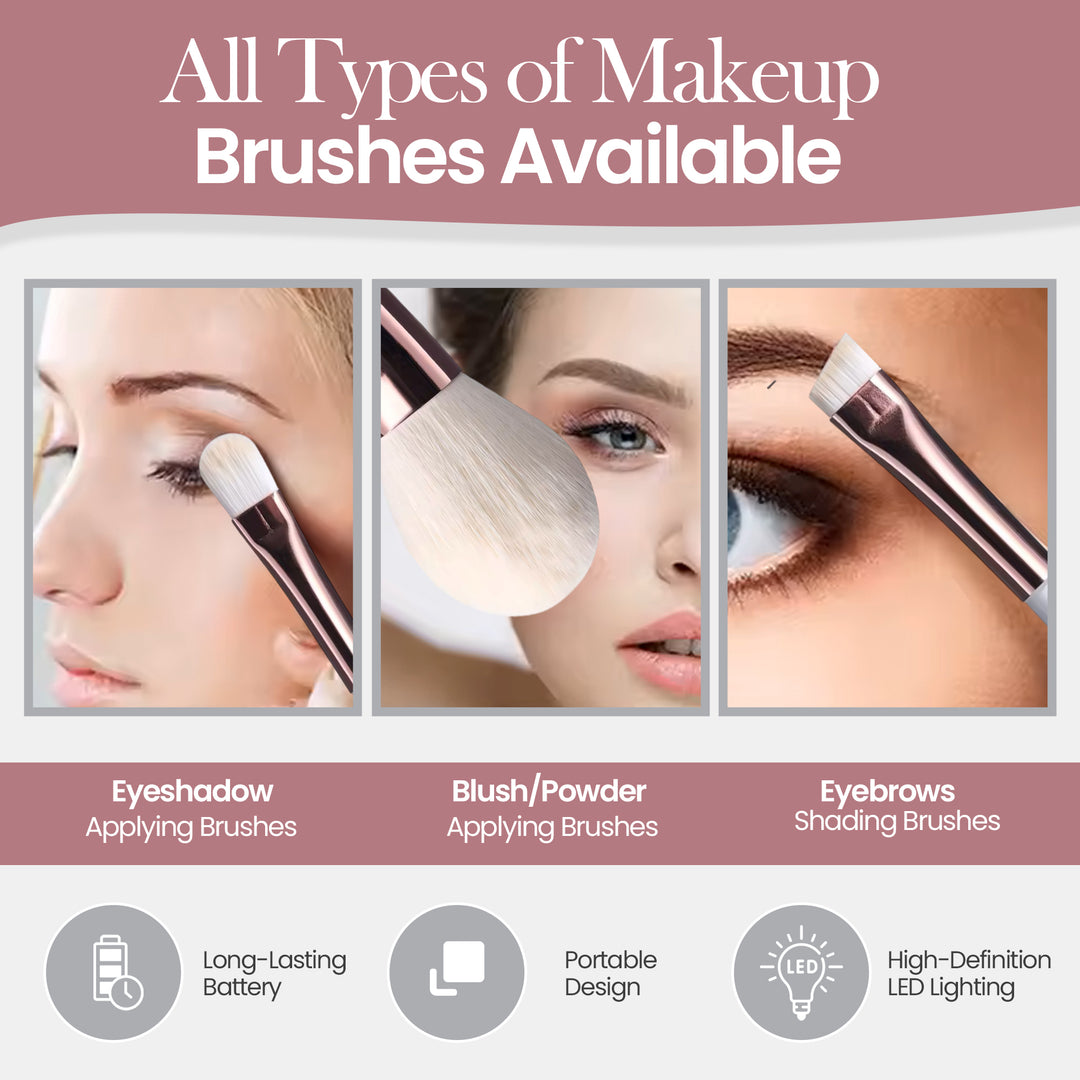 Beautimax Silver Makeup Brush Set with Mirror Case 14PCS with Mirror