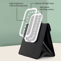 Portable Makeup Case with LED Mirror Travel Cosmetic Bag with Handle & Touch Light Vanity Mirror