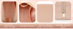 Minimalist Nude Makeup Bag – Soft PU Leather Cosmetic Pouch with Gold Zipper for Travel & Daily Use