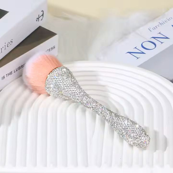 3-Piece Glitter Handle Makeup Brush Set – Luxury Blush & Powder Brushes with Rhinestone Design