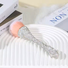 3-Piece Glitter Handle Makeup Brush Set – Luxury Blush & Powder Brushes with Rhinestone Design