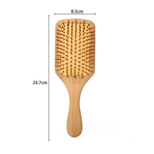 2-Piece Bamboo Hair Brush Set – Eco-Friendly Paddle & Oval Detangling Brushes with Wooden Bristles