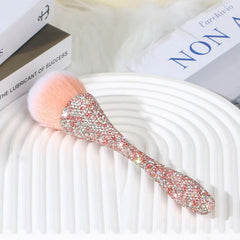 3-Piece Glitter Handle Makeup Brush Set – Luxury Blush & Powder Brushes with Rhinestone Design