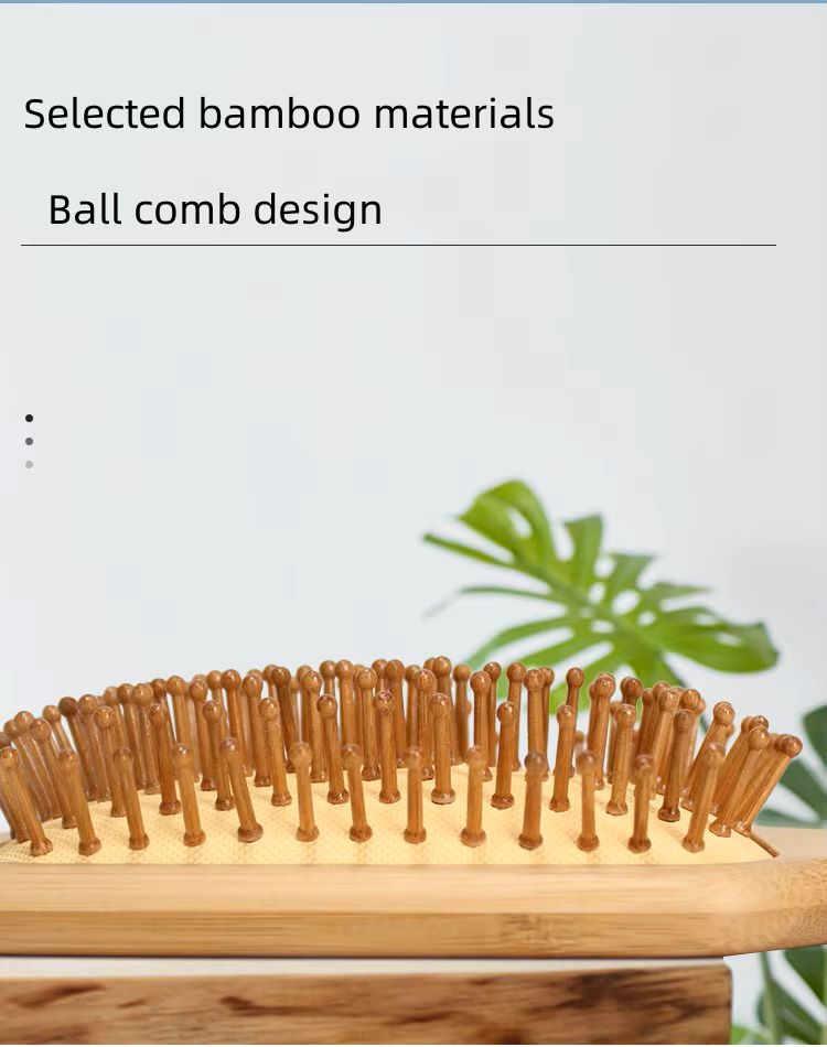 2-Piece Bamboo Hair Brush Set – Eco-Friendly Paddle & Oval Detangling Brushes with Wooden Bristles