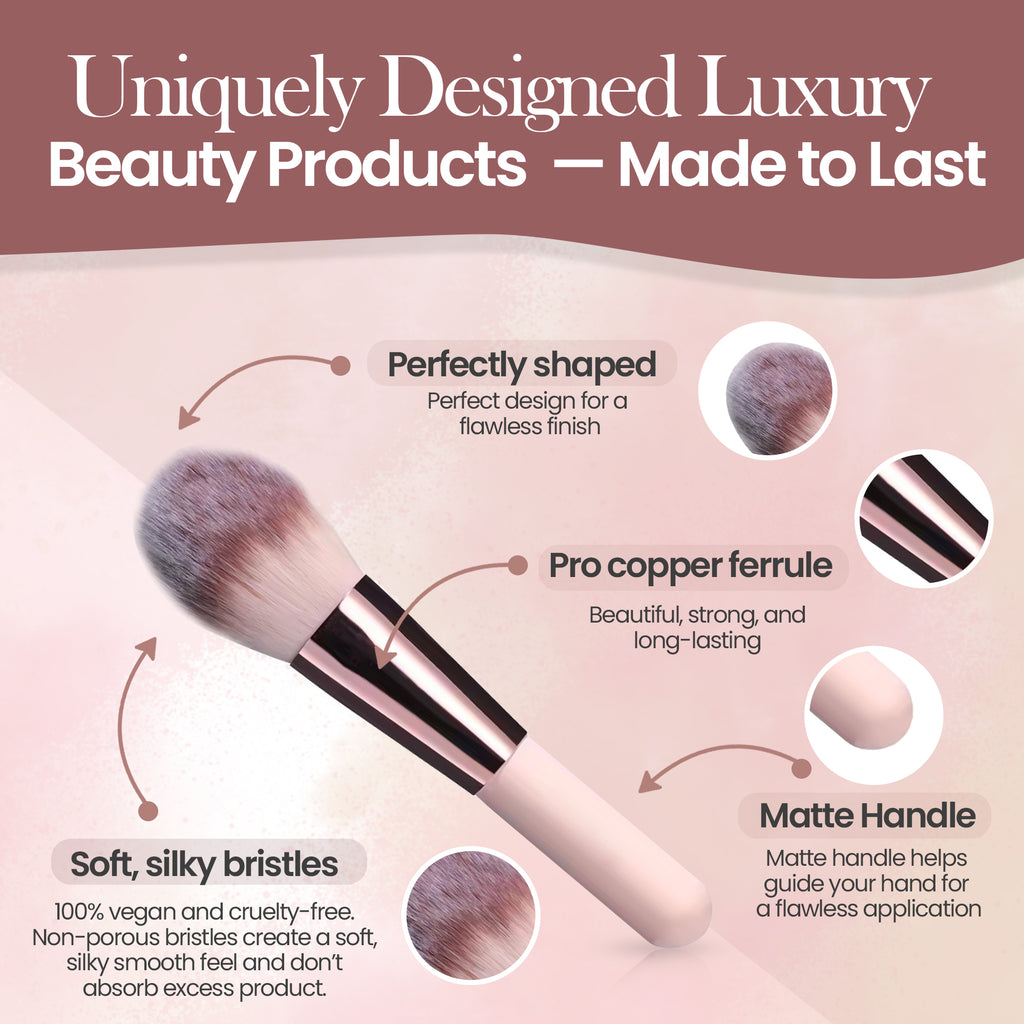 Beautimax Makeup Brush Set with Mirror Case 14PCS Travel LED Mirror Makeup Brush Set (Gold)