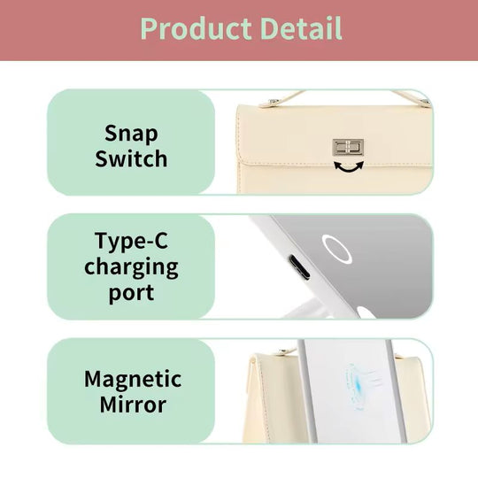 Portable Makeup Case with LED Mirror Travel Cosmetic Bag with Handle & Touch Light Vanity Mirror