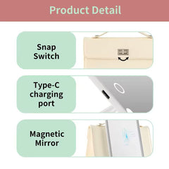 Portable Makeup Case with LED Mirror Travel Cosmetic Bag with Handle & Touch Light Vanity Mirror