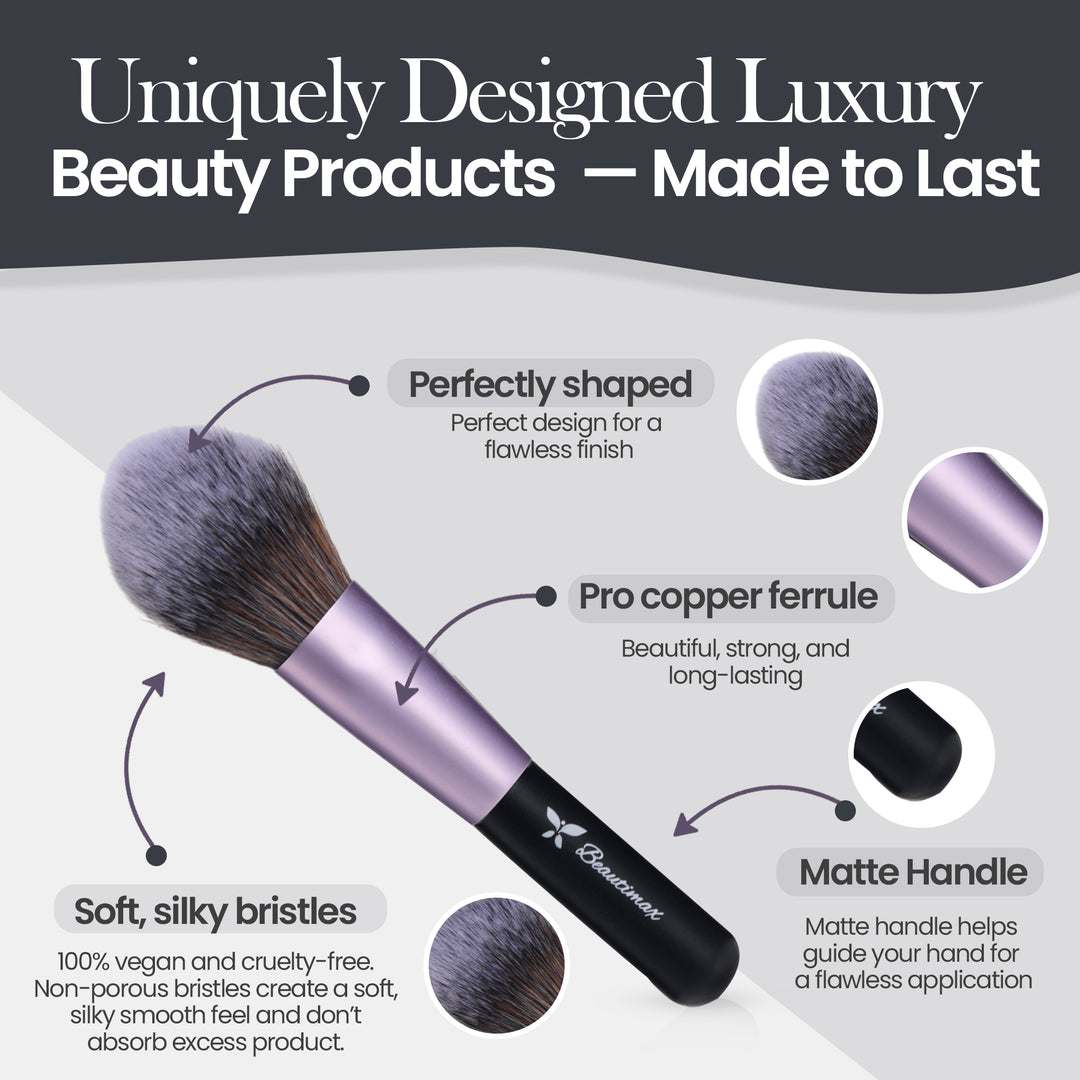 Beautimax Black Makeup Brush Set with Mirror Case 14PCS with Mirror