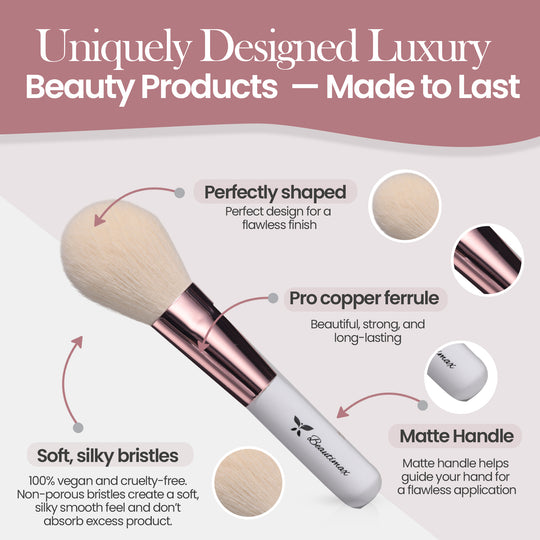 Beautimax Silver Makeup Brush Set with Mirror Case 14PCS with Mirror