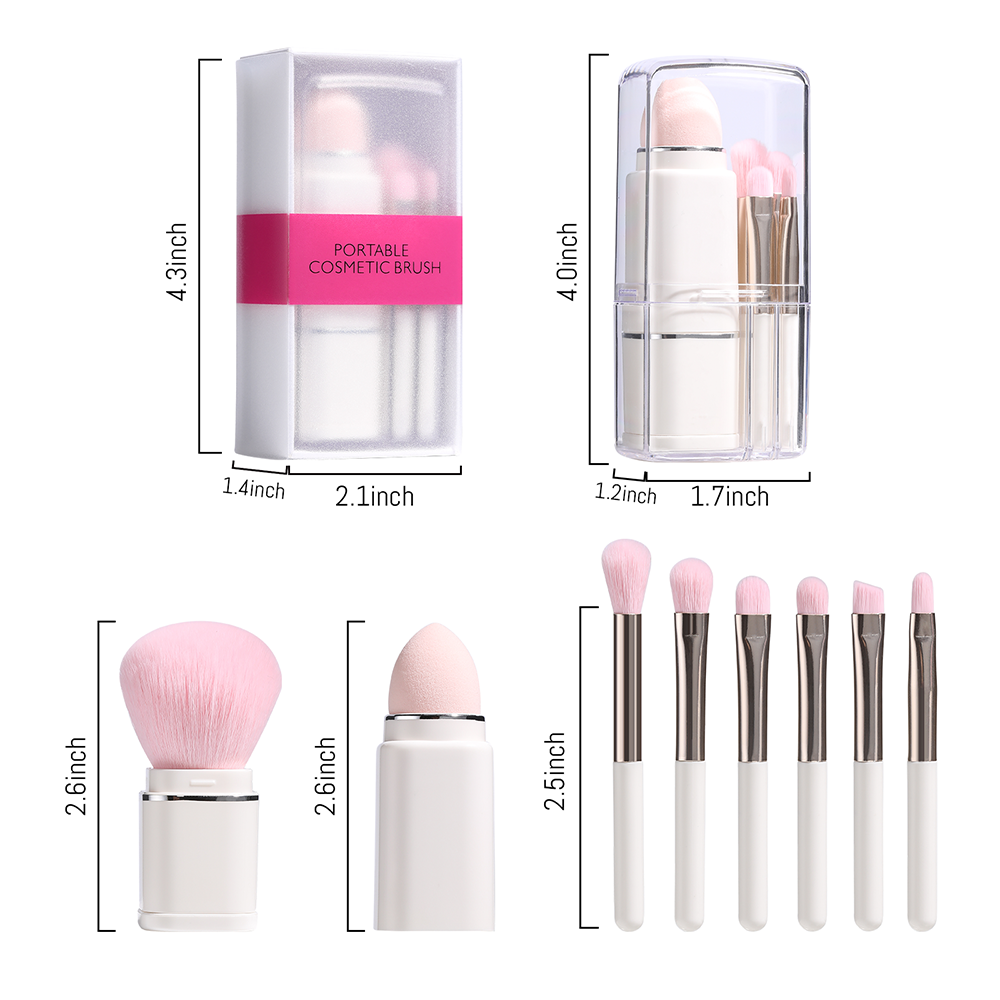 10-Piece Travel Makeup Brush & Sponge Set with Storage Case – Compact Beauty Kit for Eyes & Face