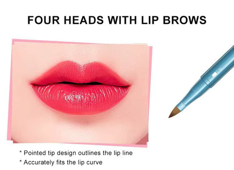 4-in-1 Retractable Travel Makeup Brush Pen Multi-Head Eye & Brow Brush Kit with Compact Case