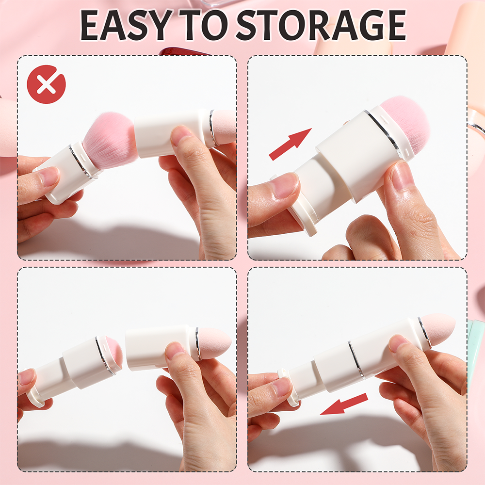 10-Piece Travel Makeup Brush & Sponge Set with Storage Case – Compact Beauty Kit for Eyes & Face