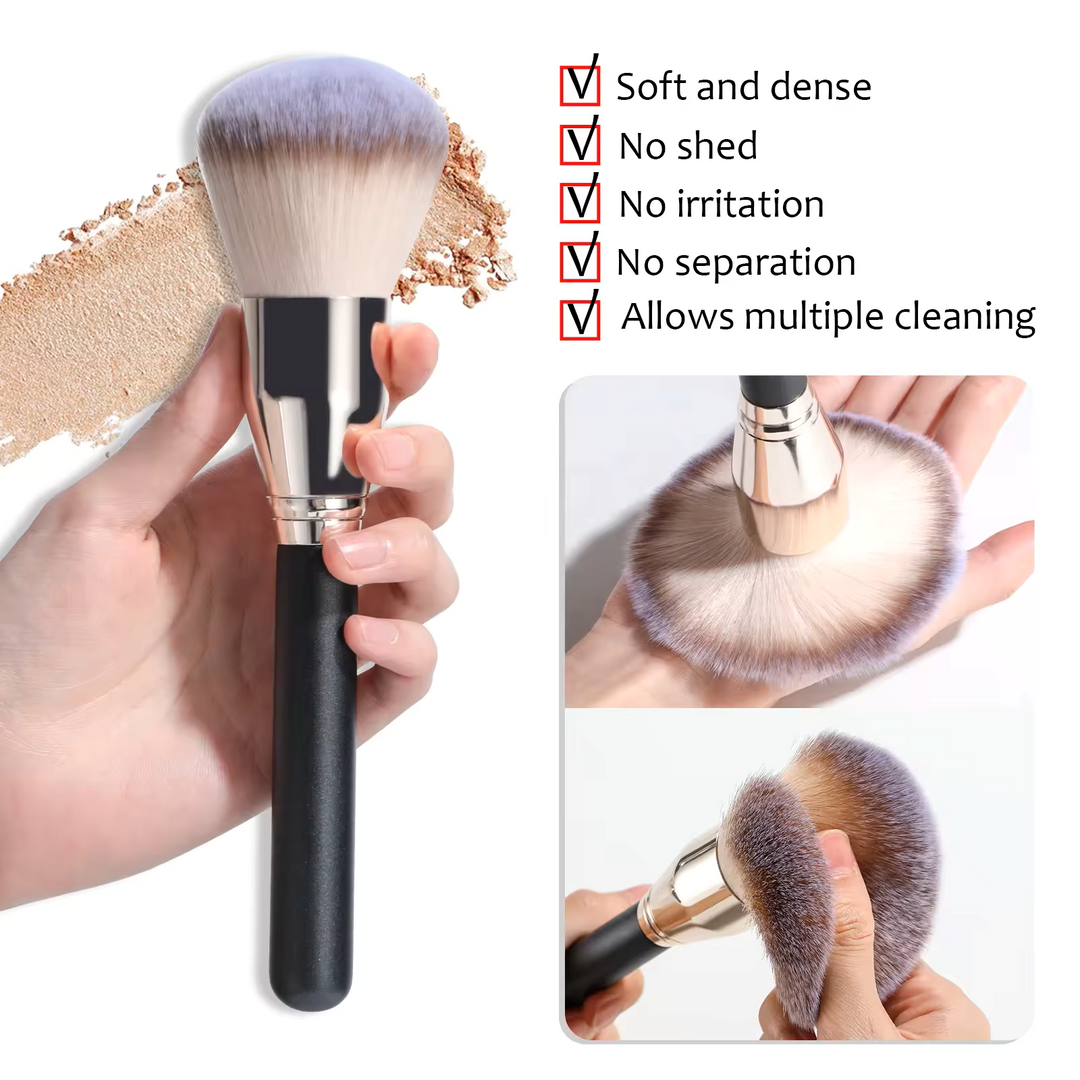 4-Piece Professional Face Makeup Brush Set Foundation, Powder, Blush & Contour Brushes with Black Handles