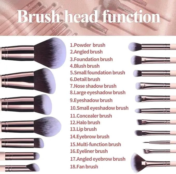 New 25PCS Face Makeup Tools Set Makeup Sponge Rotatable Brushes Holder Makeup Brush Set Gift Pack