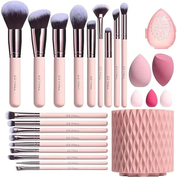 New 25PCS Face Makeup Tools Set Makeup Sponge Rotatable Brushes Holder Makeup Brush Set Gift Pack