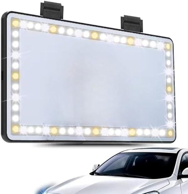 Car Vanity Mirror Make Up At A Car Hang On the Visor Board 3 Color LED Light Adjustable Brightness With Lithium Battery Mirror