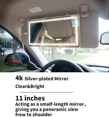 Car Vanity Mirror Make Up At A Car Hang On the Visor Board 3 Color LED Light Adjustable Brightness With Lithium Battery Mirror