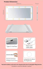 Car Vanity Mirror Make Up At A Car Hang On the Visor Board 3 Color LED Light Adjustable Brightness With Lithium Battery Mirror