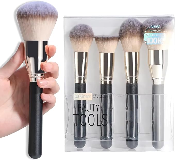 Generic NEW Makeup FACE Brush Professional Large Foundation Blending Powder Liquid Cream Contour Highlighter Kabuki Brush 4 pcs