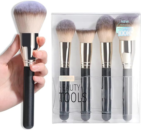 Generic NEW Makeup FACE Brush Professional Large Foundation Blending Powder Liquid Cream Contour Highlighter Kabuki Brush 4 pcs