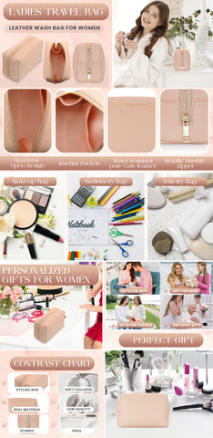 Minimalist Nude Makeup Bag – Soft PU Leather Cosmetic Pouch with Gold Zipper for Travel & Daily Use